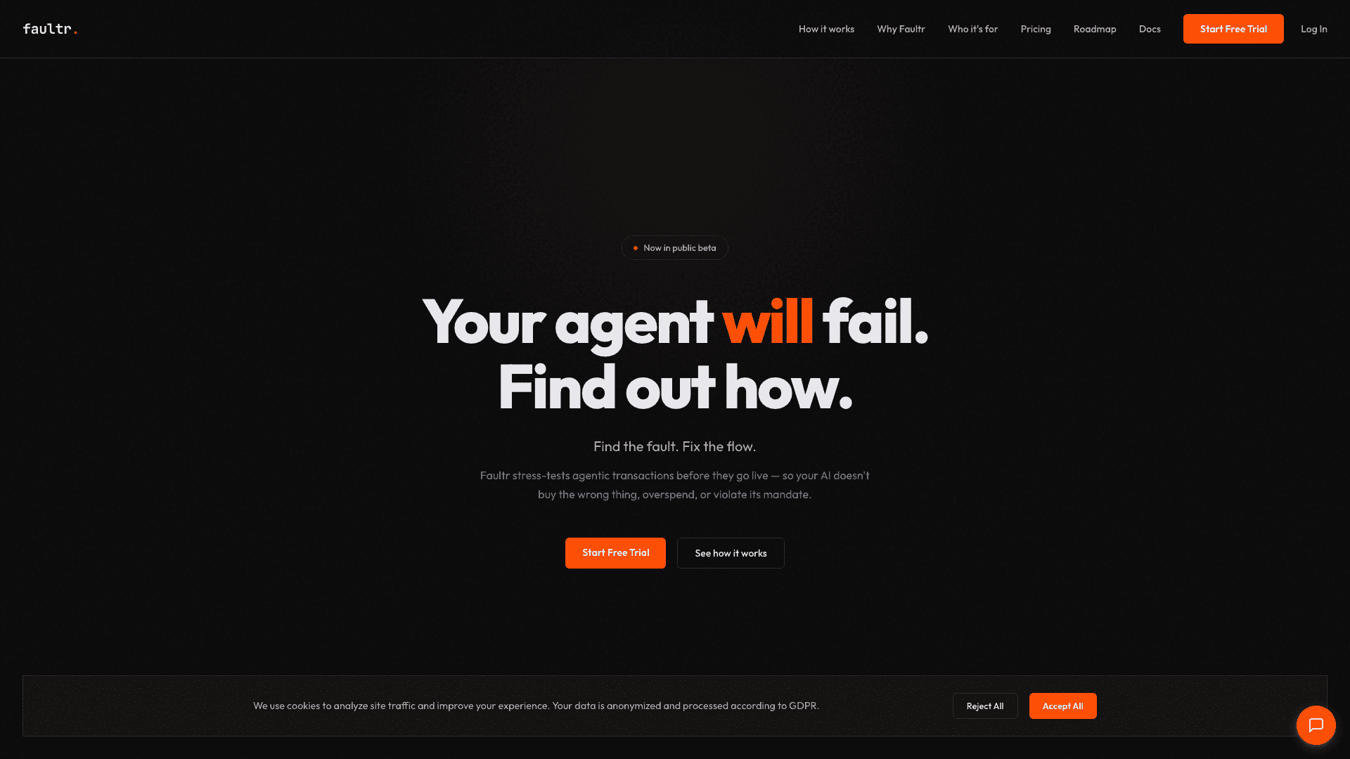Faultr.ai - Website & App Design Preview
